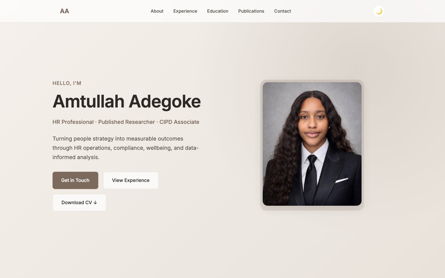 Amtullah Adegoke, HR professional portfolio