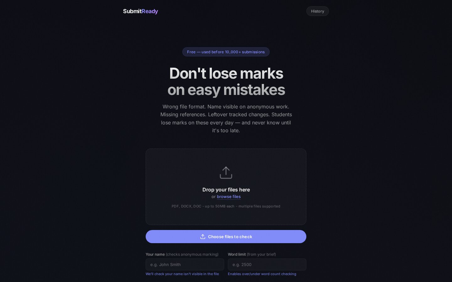 SubmitReady, assignment checker for students